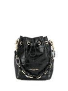 Lancaster Crocodile Effect Buckle Bag - Black
