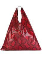 Mm6 Maison Margiela Snakeskin Print Tote Bag, Women's, Red, Polyester