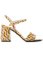 Prada Leather Geometric Sandals - Brown