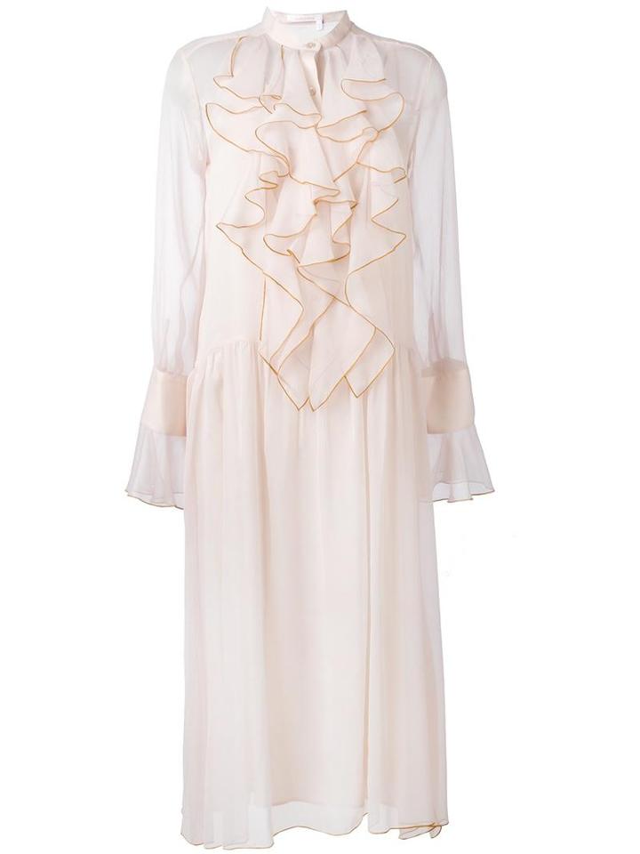 See By Chloé Ruffled Midi Dress, Women's, Size: 38, Pink/purple, Polyester/viscose