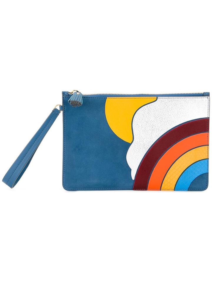 Anya Hindmarch Rainbow Motif Clutch - Blue