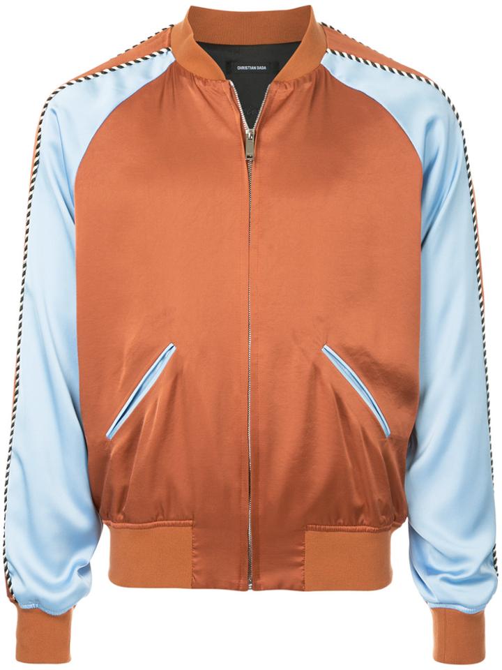 Christian Dada Skeleton Embroidered Bomber Jacket - Brown