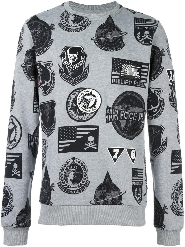 Philipp Plein 'generics' Sweatshirt, Men's, Size: Large, Grey, Cotton
