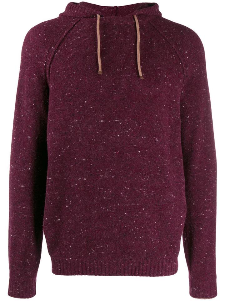 Brunello Cucinelli Hooded Speckled-knit Jumper - Red