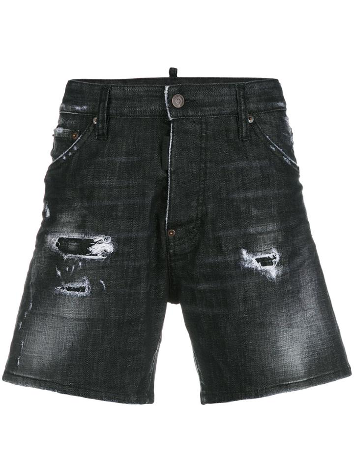 Dsquared2 Distressed Denim Shorts - Black