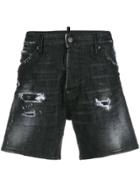 Dsquared2 Distressed Denim Shorts - Black