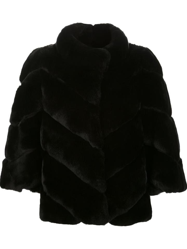 Yves Salomon 'reax' Coat, Women's, Size: 40, Black, Silk/rabbit Fur