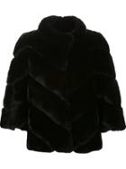 Yves Salomon 'reax' Coat, Women's, Size: 40, Black, Silk/rabbit Fur
