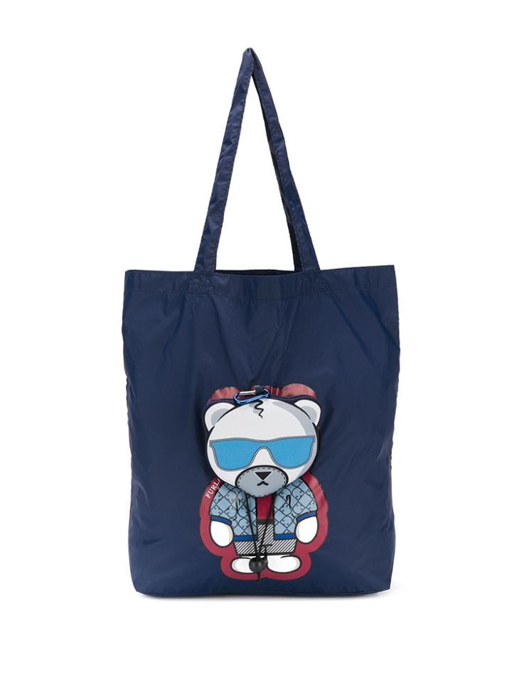 Furla Bear Print Tote - Blue