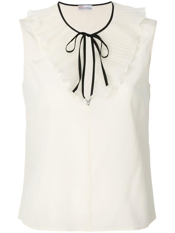 Red Valentino - Ruffle Trim Tank - Women - Silk - 42, Nude/neutrals, Silk