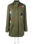 Alice+olivia Hooded Military Jacket, Women's, Size: Medium, Green, Cotton/spandex/elastane