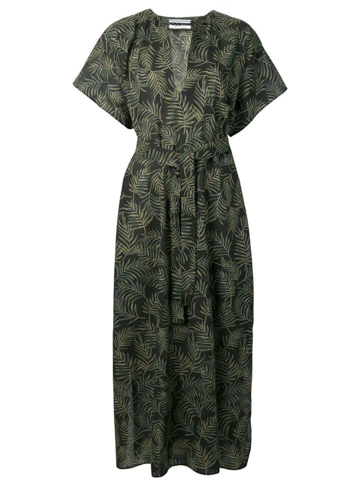 Cristaseya Leaves Print Dress - Black