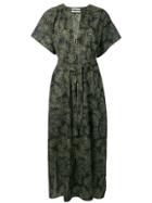 Cristaseya Leaves Print Dress - Black