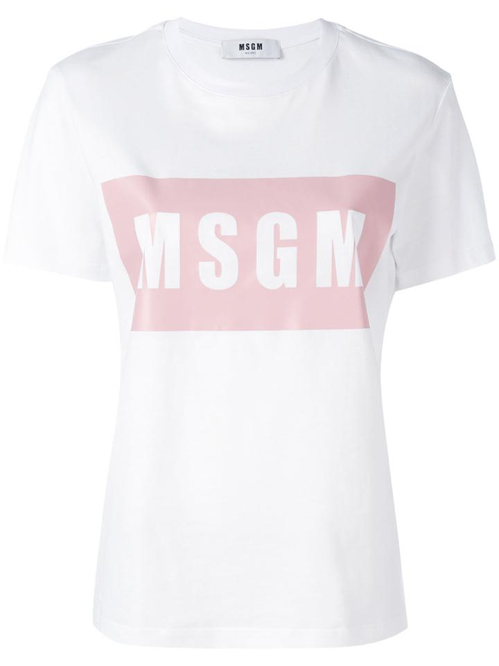 Msgm - Logo Print T-shirt - Women - Cotton - L, White, Cotton