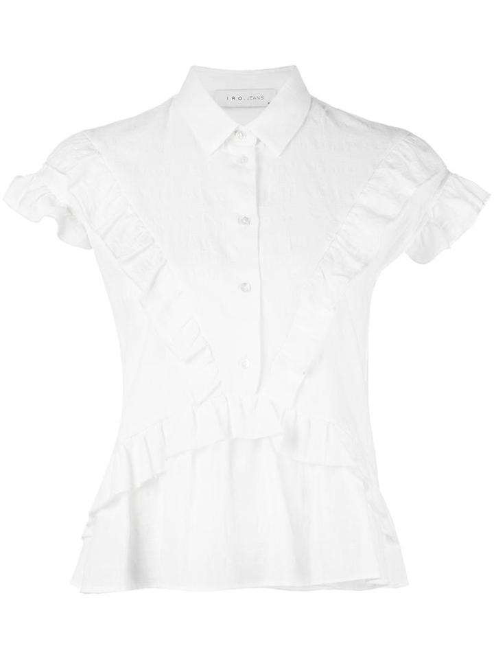 Iro Ruffled Trim Shirt, Women's, Size: Small, White, Cotton