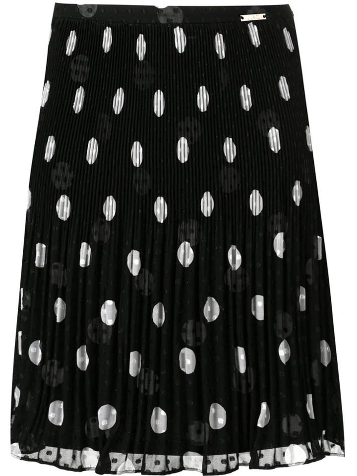 Liu Jo Pleated Polka Dot Print Skirt - Black