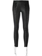 Zoe Karssen Lace Up Skinny Leather Pants, Women's, Size: Small, Black, Cotton/lamb Skin/spandex/elastane