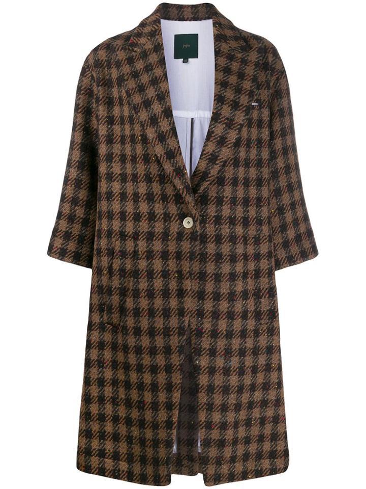 Jejia Check Print Coat - Brown