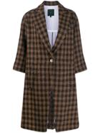 Jejia Check Print Coat - Brown
