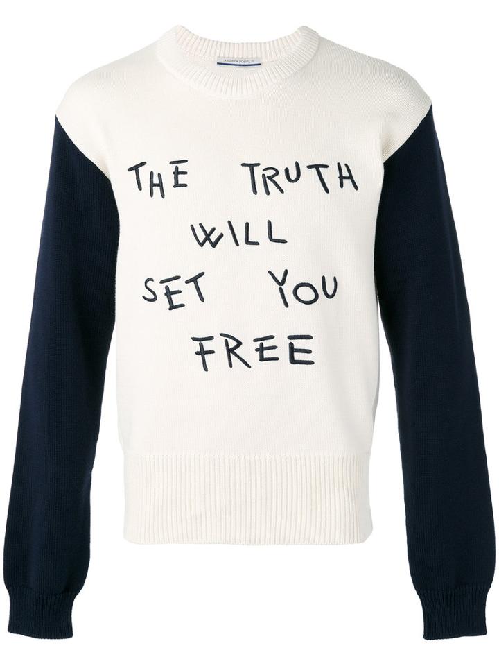 Andrea Pompilio 'the Truth' Jumper, Men's, Size: 46, White, Cotton