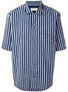 Maison Kitsuné Striped Shortsleeved Shirt, Men's, Size: 42, Blue, Cotton