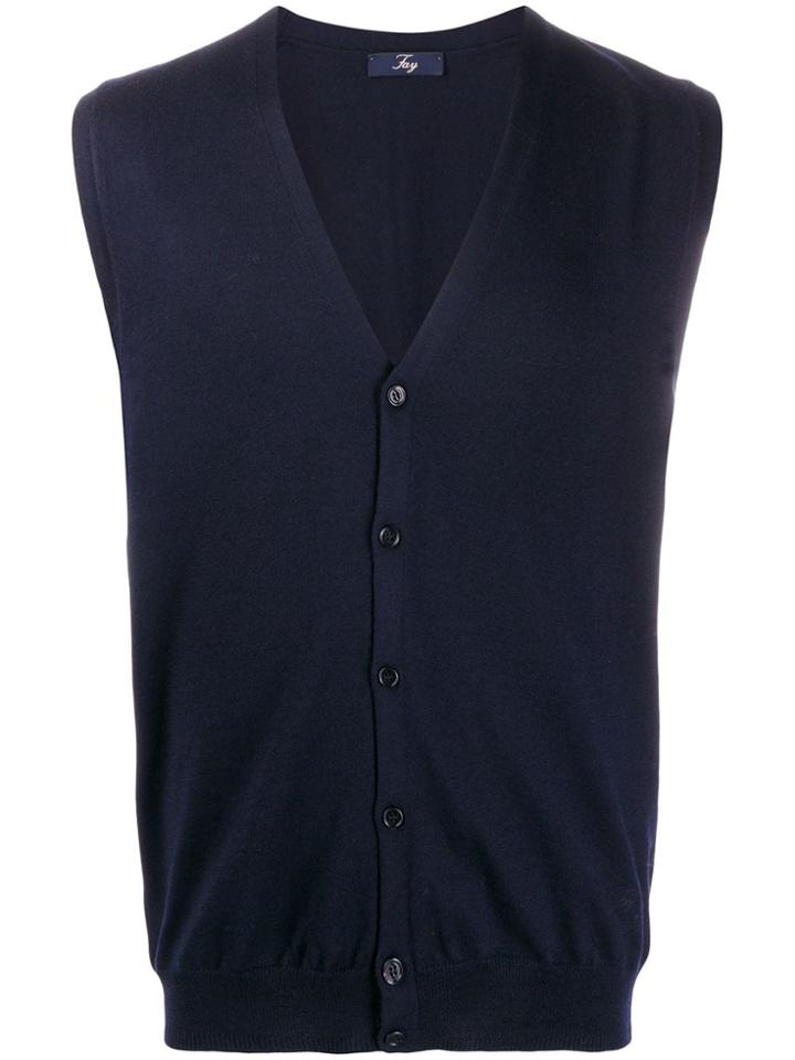 Fay Sleeveless Cardigan - Blue