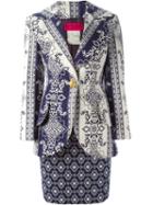 Christian Lacroix Vintage Patterned Skirt Suit, Women's, Size: 36, Blue