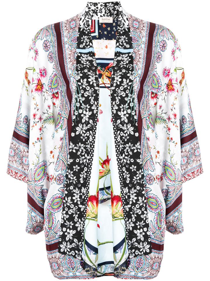 Black Coral Multi-print Kimono Jacket - White