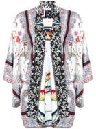 Black Coral Multi-print Kimono Jacket - White