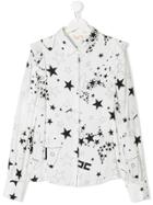 Elisabetta Franchi La Mia Bambina Star Print Frill Trim Shirt - White