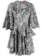 Solace London Zebra-print Draped Dress - Black