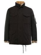 08sircus Fur Lined Field Jacket, Men's, Size: 7, Black, Cotton/nylon/muskrat/linen/flax