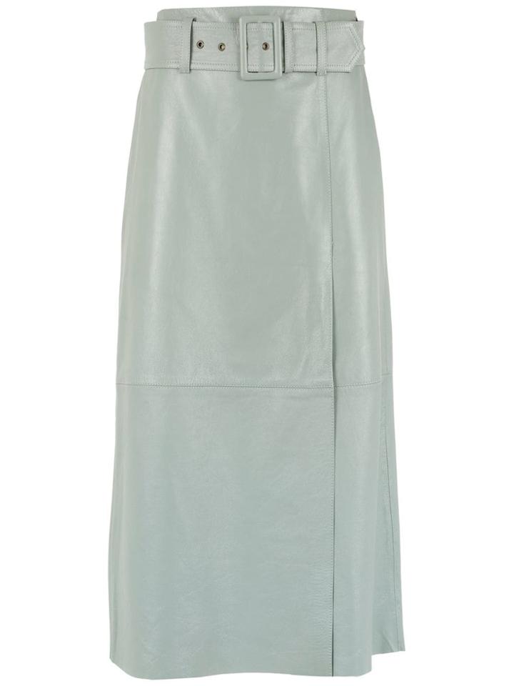 Nk Midi Leather Skirt - Green