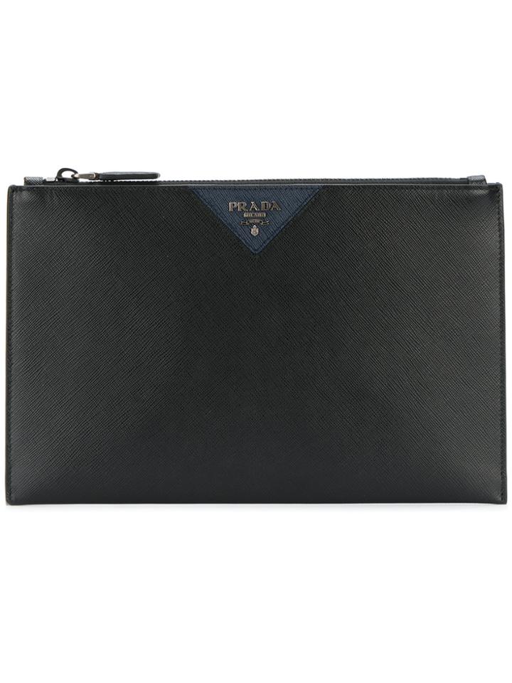 Prada Logo Clutch Bag - Black