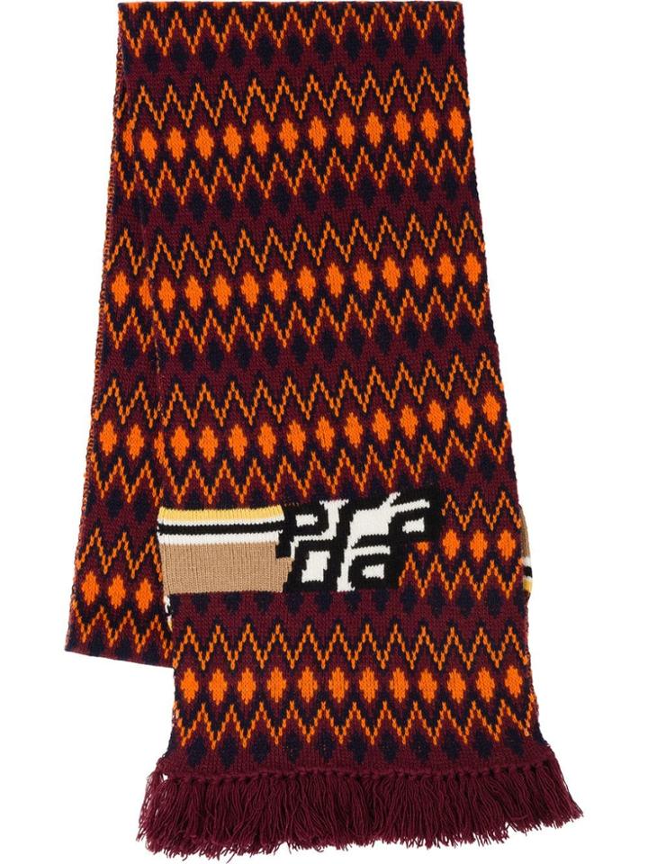 Prada Chevron Jacquard Scarf - Red