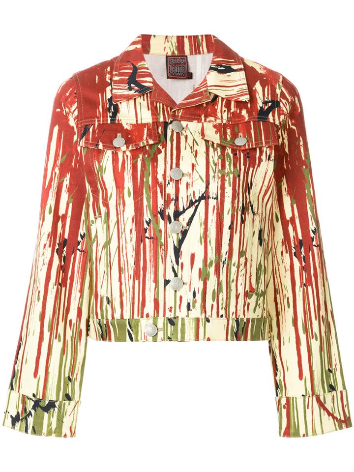 Jean Paul Gaultier Vintage Printed Denim Jacket - Red