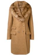 Ermanno Scervino Double Breasted Fur Coat - Nude & Neutrals