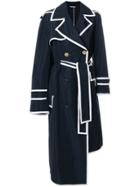 Thom Browne Asymmetrical Volume Trench Overcoat With Grosgrain Tipping