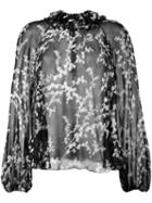 Giambattista Valli Semi Sheer Blouse, Women's, Size: 44, Black, Silk
