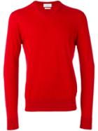 Ballantyne V-neck Jumper, Men's, Size: 50, Red, Cotton/cashmere