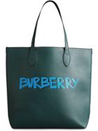 Burberry Graffiti Print Bonded Leather Tote - Green