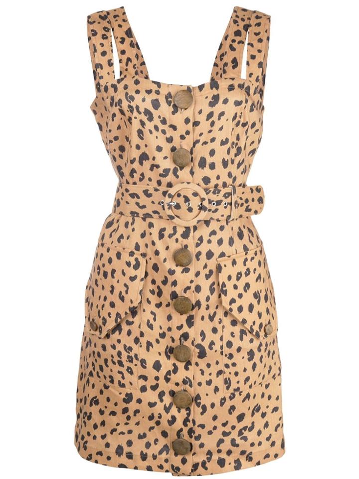 Nicholas Leopard Print Mini Dress - Yellow