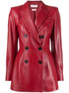 Alexander Mcqueen Double-breasted Leather Jacket - Red