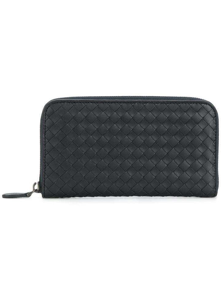 Bottega Veneta Tourmaline Intrecciato Nappa Zip-around Wallet - Blue