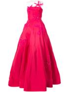 Oscar De La Renta Starfish-embroidered Strapless Gown - Pink & Purple