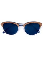 Linda Farrow Wood Round-shaped Sunglasses - Blue