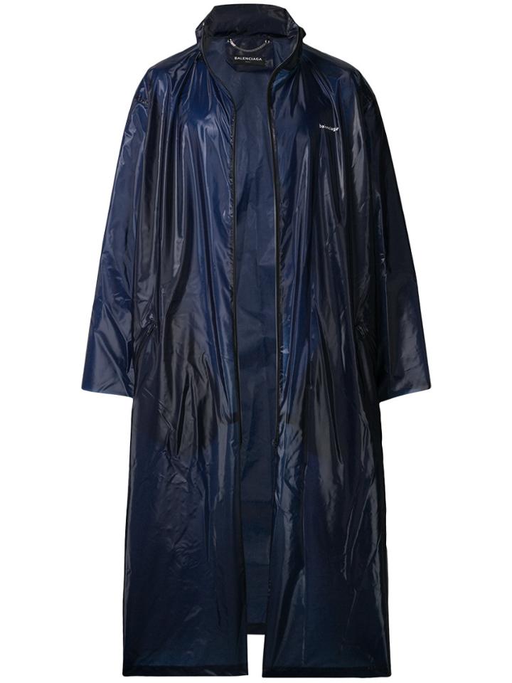 Balenciaga Printed Raincoat - Blue