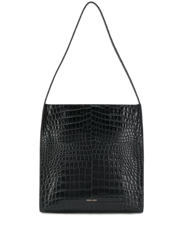 Frenzlauer Embossed Square Shoulder Bag - Black