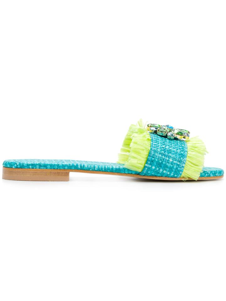 Emanuela Caruso Frayed Sandals - Blue