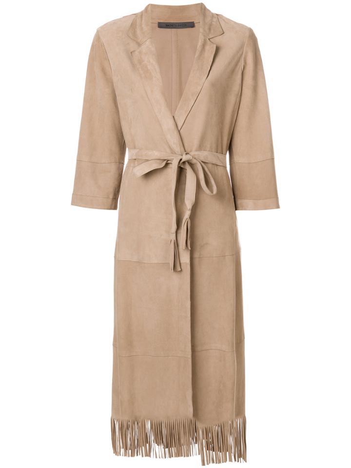 Simonetta Ravizza Irene Fringe Trimmed Coat - Nude & Neutrals